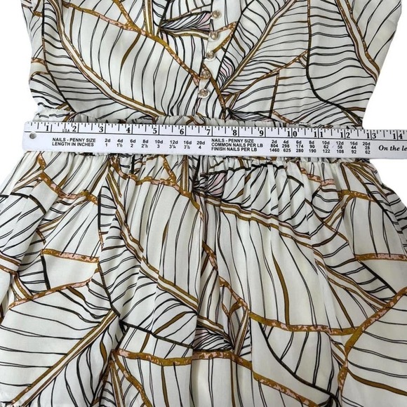 NICHOLAS Leaf Print Mini Dress in Cream and Brown - Picture 7 of 9